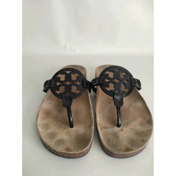 TORY BURCH MILLER CLOUD SANDAL PERFECT BLACK/ NATURAL SIZE 6M - Picture 1 of 12